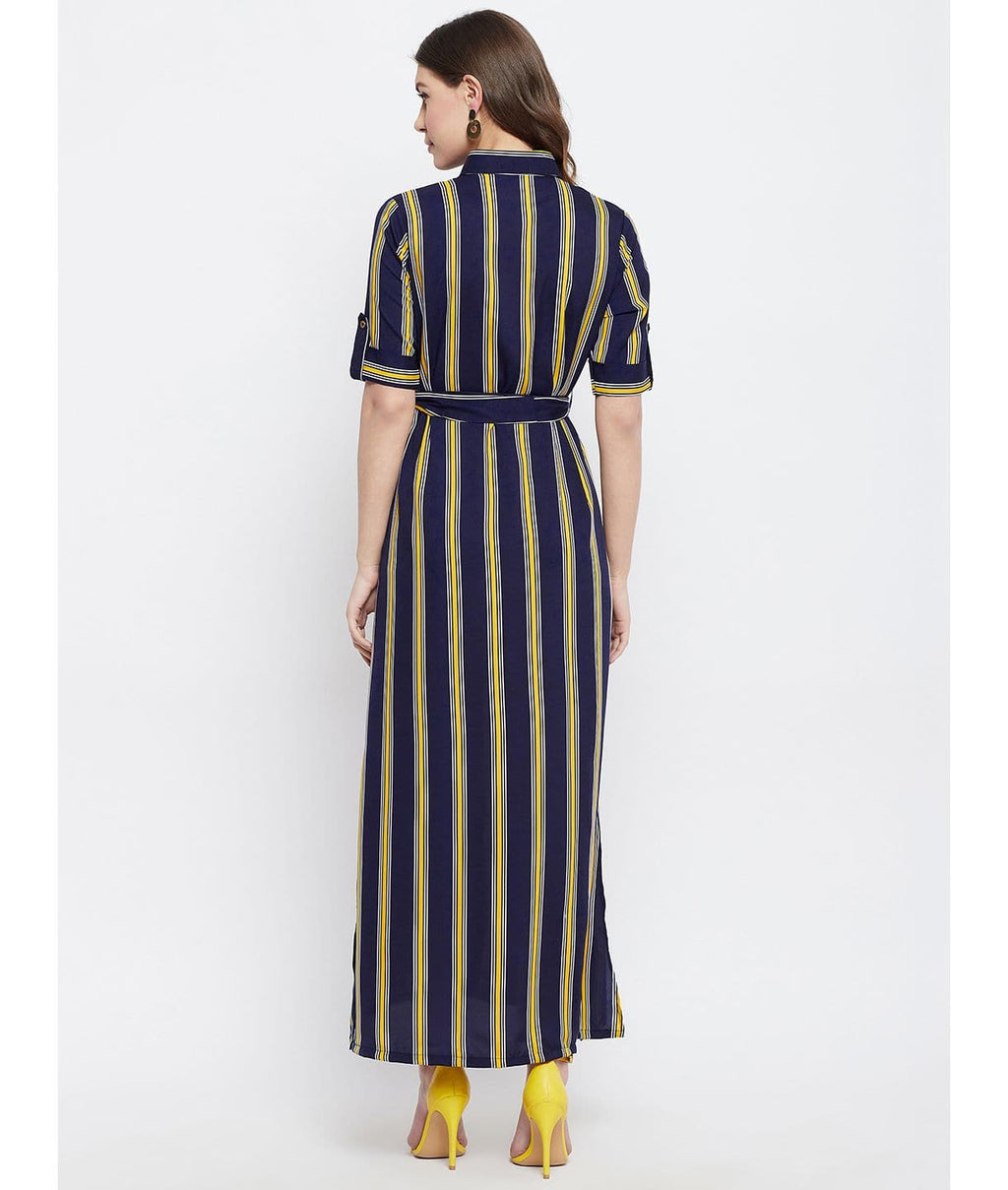 Collar Buttoned Down Shirt Maxi Dress