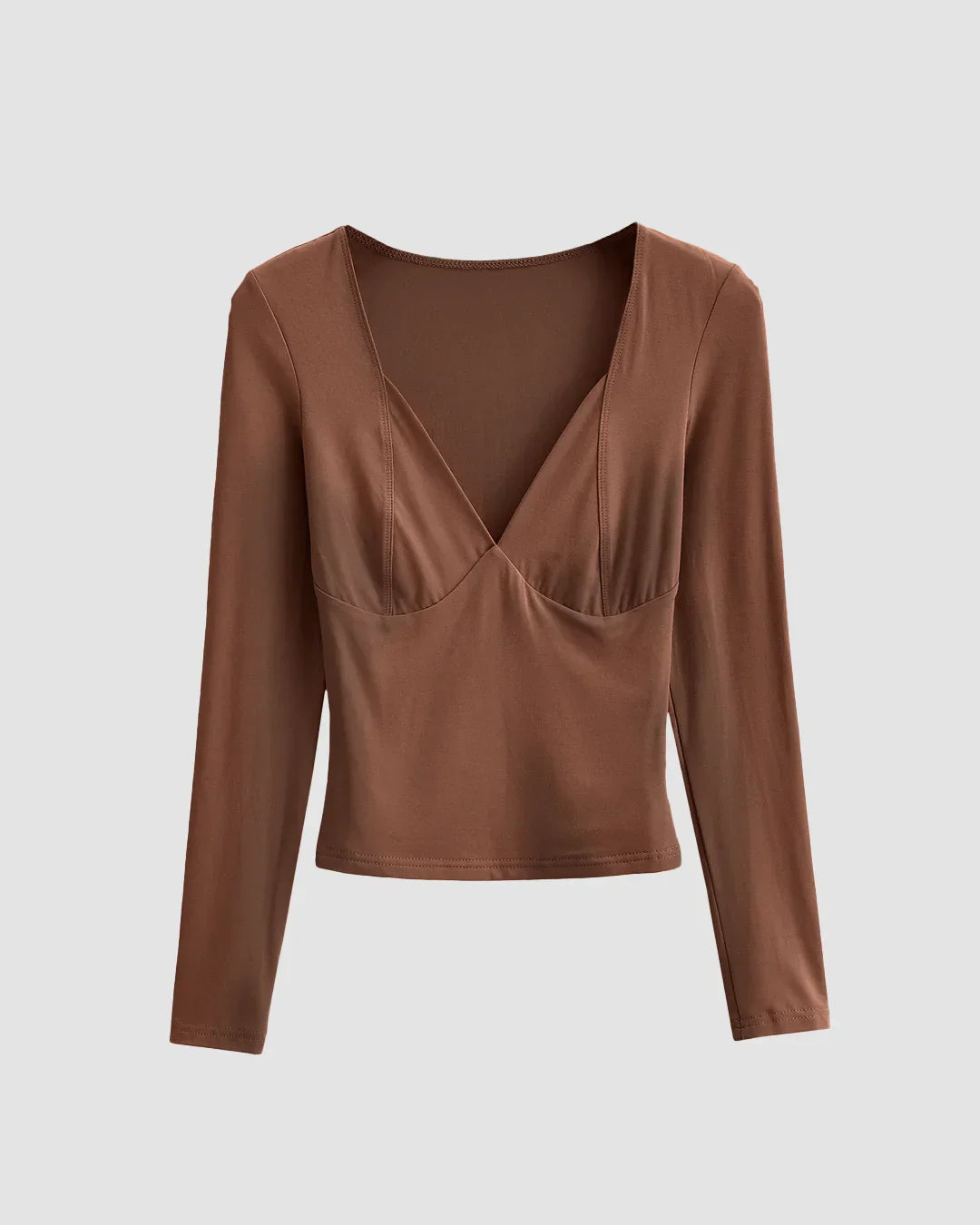 Mocha Mouse V-Neck Long Sleeve Top
