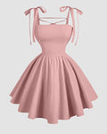 Tie Strap A-Line Mini Dress in Dusty Pink