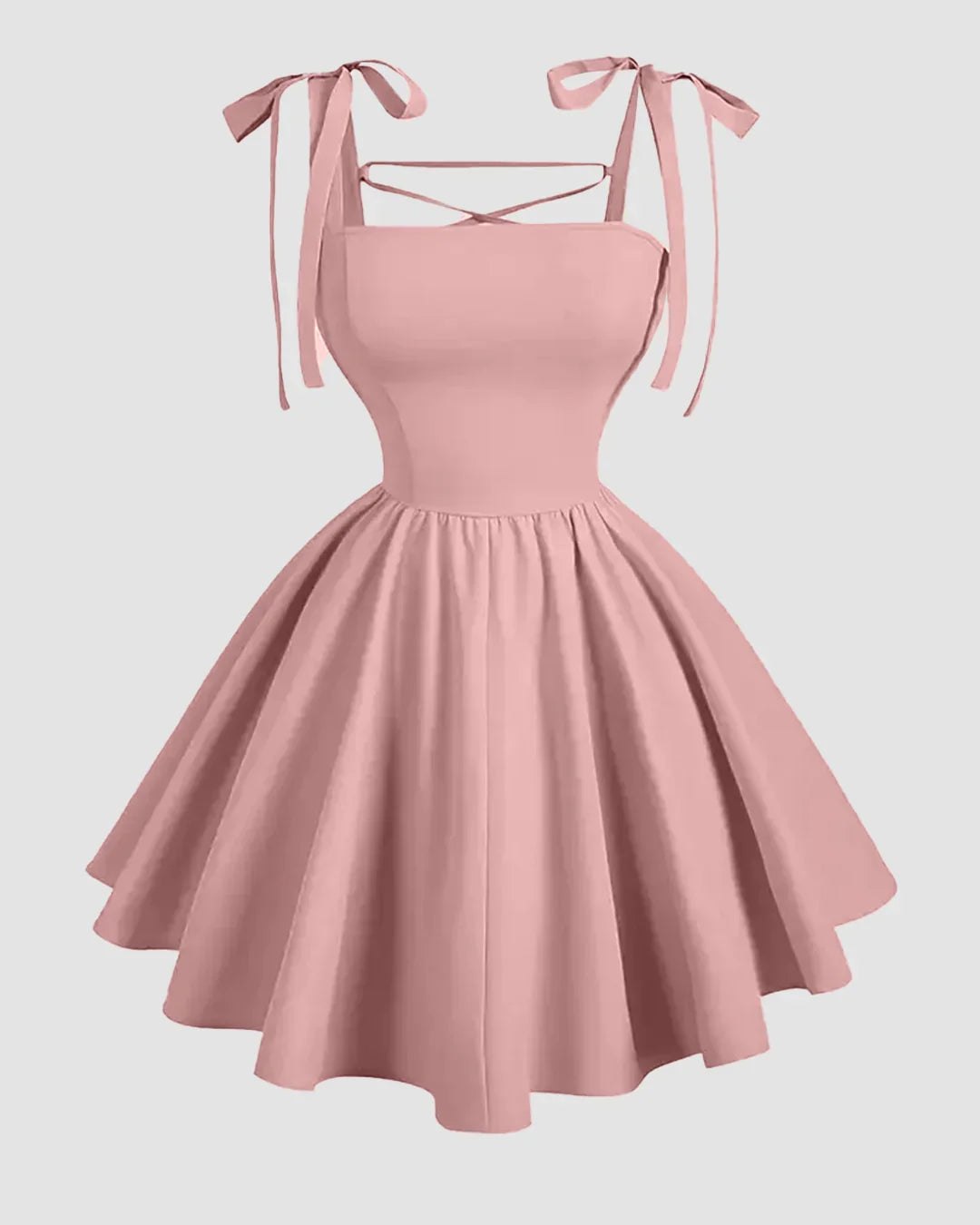 Tie Strap A-Line Mini Dress in Dusty Pink