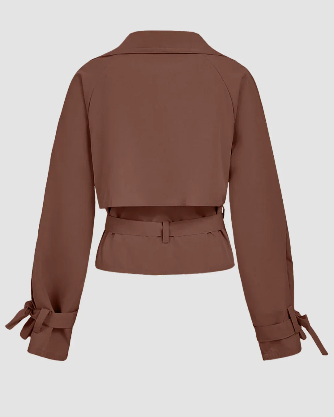 Belted Lapel Collar Cropped Waistcoat in Brown