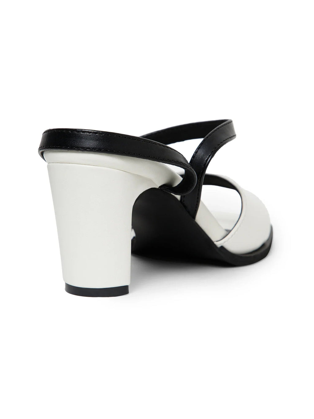Black & White Colorblocked  Square Toe Block Heels