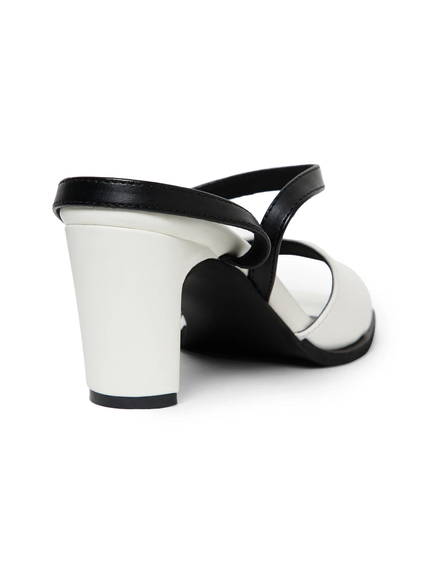 Black & White Colorblocked  Square Toe Block Heels