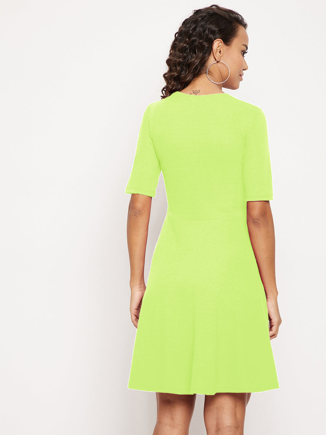 Round Neck Stretchable Skater Cotton Dress
