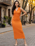 Stretchable Ruffled Midi Dress - Pinkkup