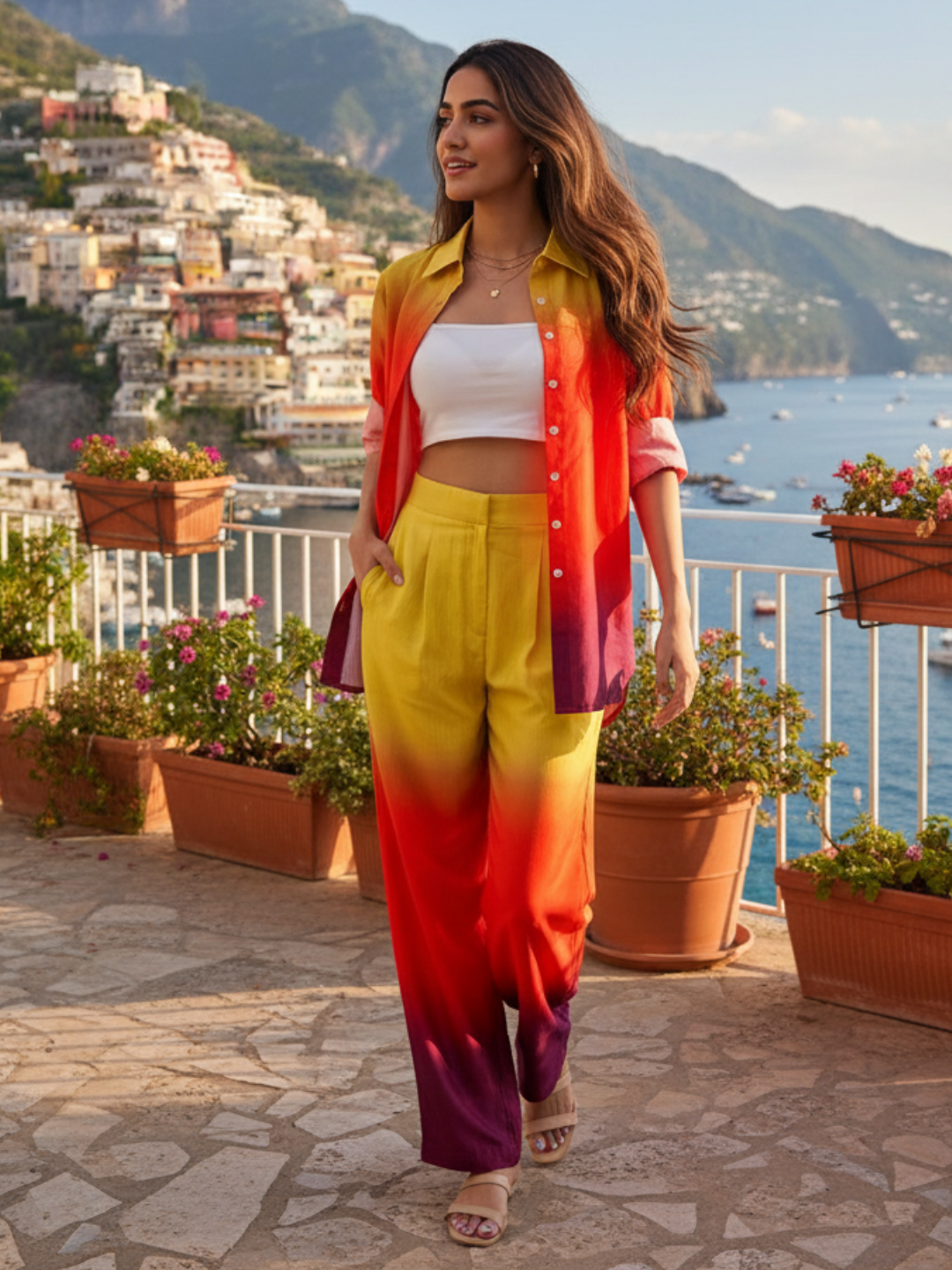The Alia Set - Shaded Cotton Linen 2 Piece Set - Pinkkup