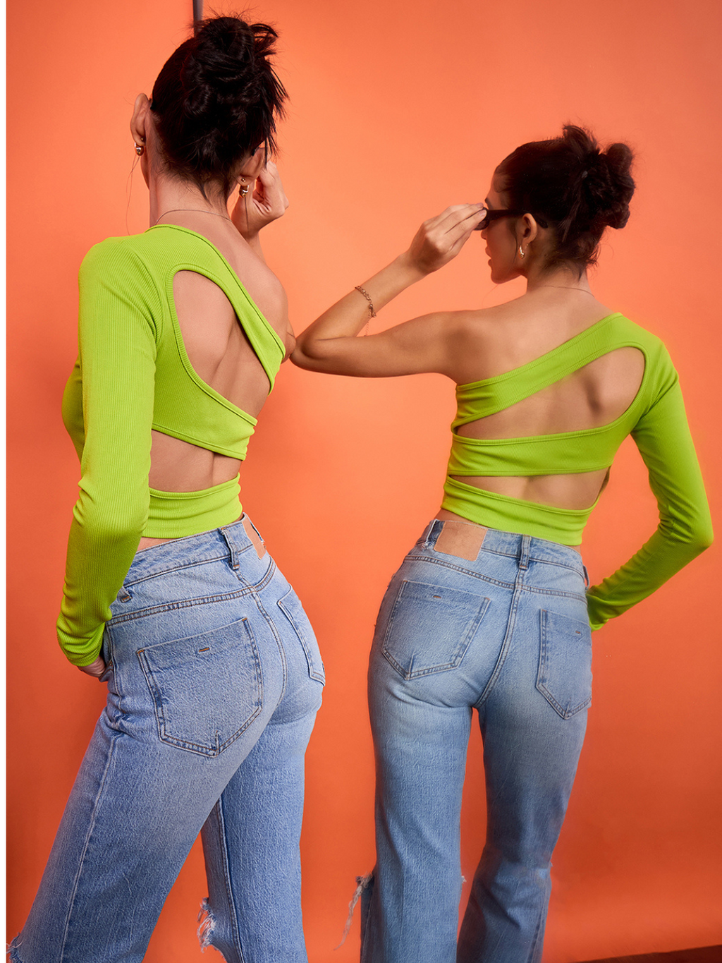 Stretchable Ribbed Top with Back Cut Outs - Pinkkup
