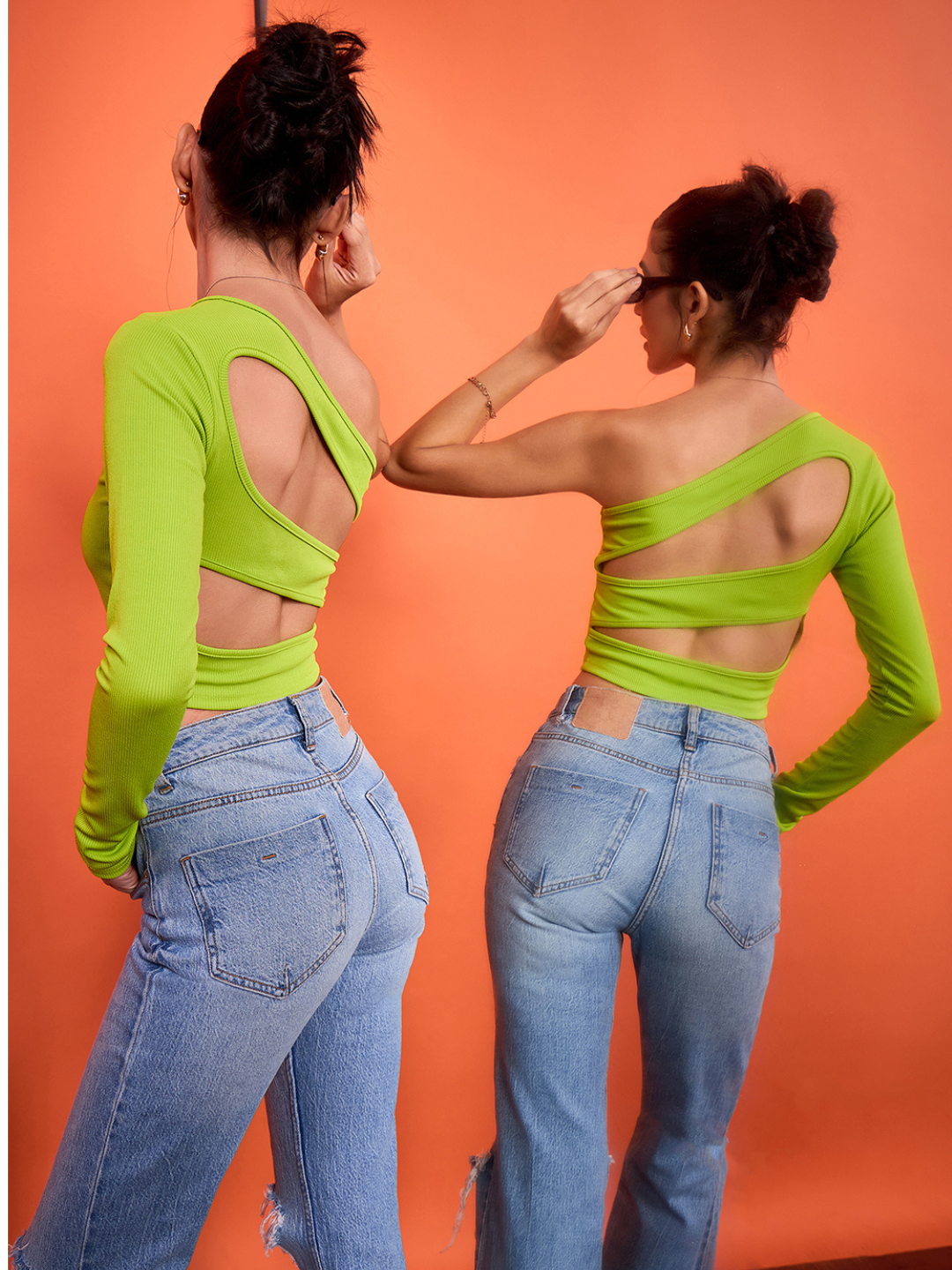 Stretchable Ribbed Top with Back Cut Outs - Pinkkup