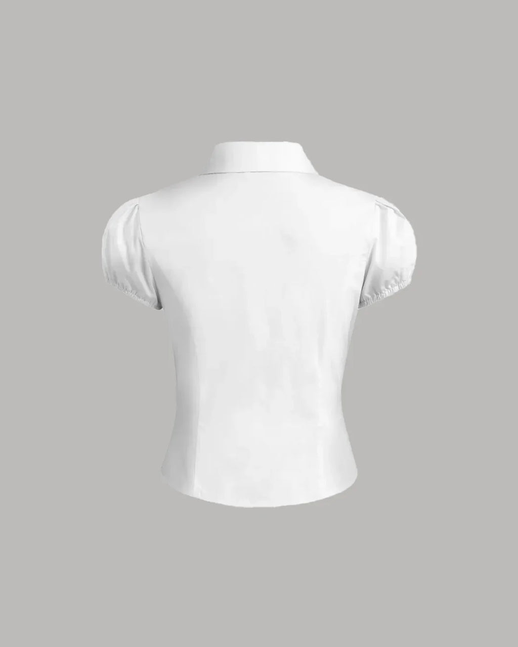 White Puff Sleeve Bow Detail Shirt Top