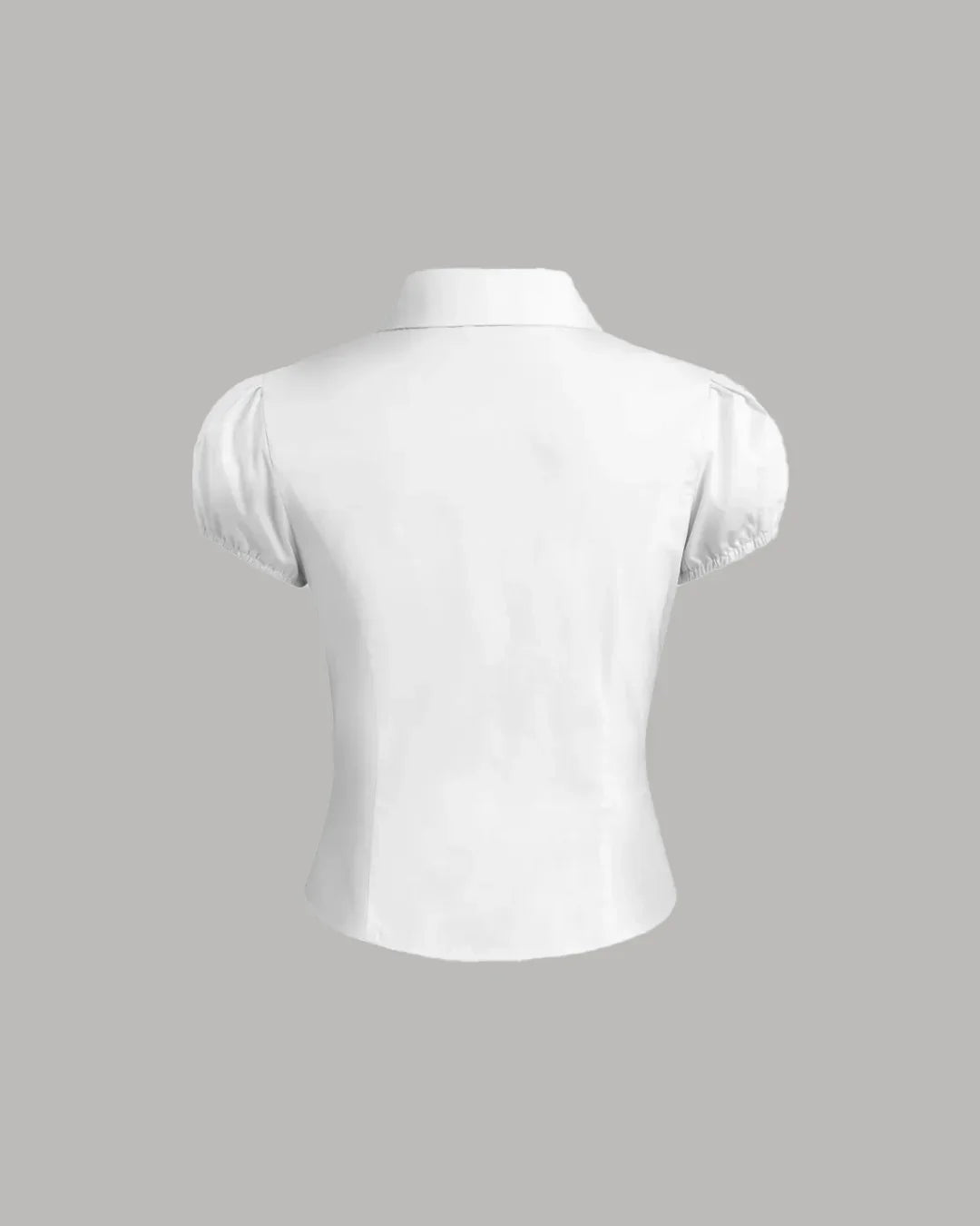 White Puff Sleeve Bow Detail Shirt Top