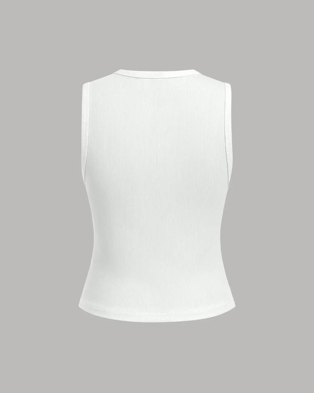 White Ribbed Button-Down Sleeveless Top