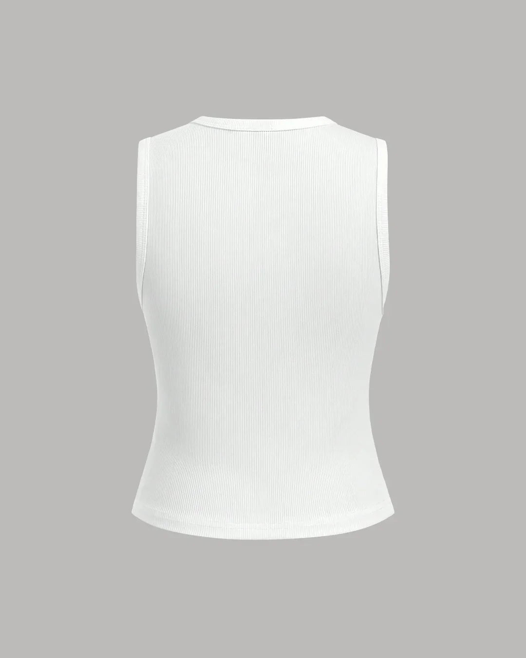 White Ribbed Button-Down Sleeveless Top