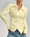 Asymmetric Hem Fitted Vanilla Shirt Top