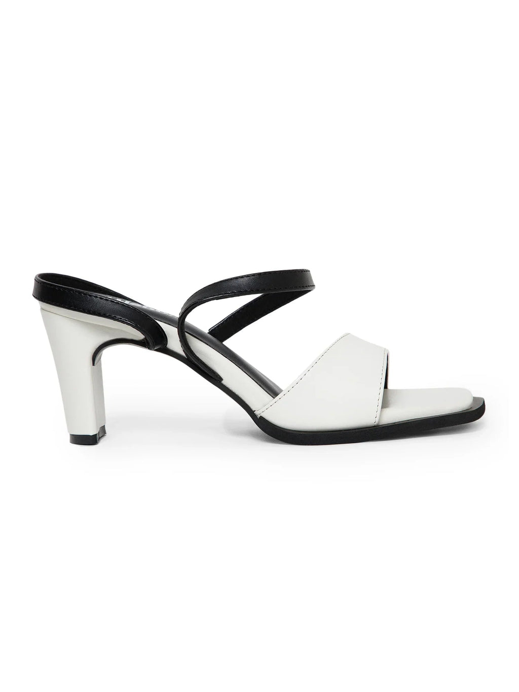 Black & White Colorblocked  Square Toe Block Heels