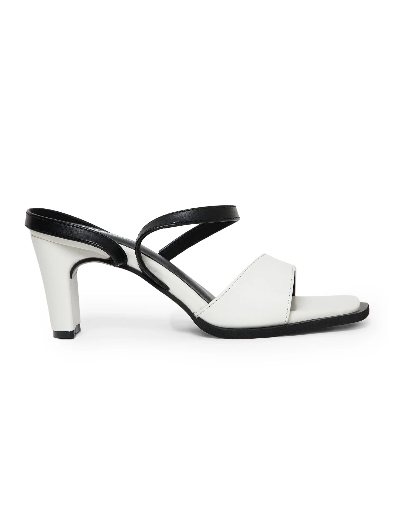 Black & White Colorblocked  Square Toe Block Heels