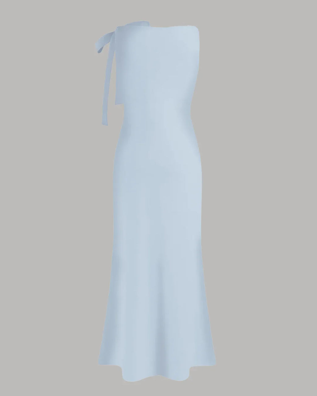 Boat Neck Solid Bowknot Maxi Dress In Ice Blue