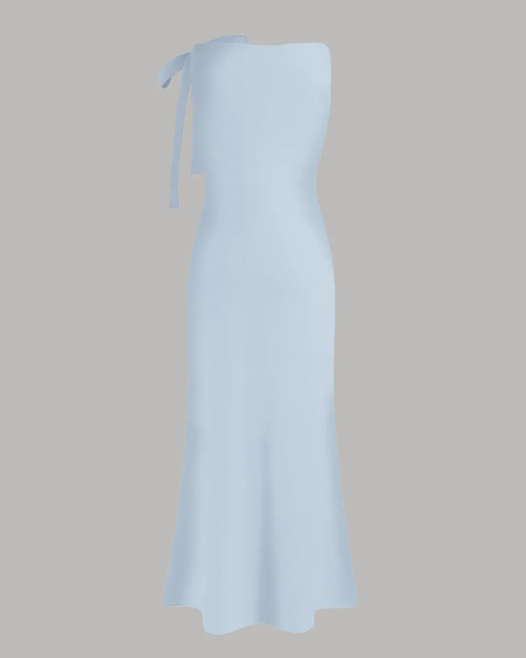 Boat Neck Solid Bowknot Maxi Dress In Ice Blue