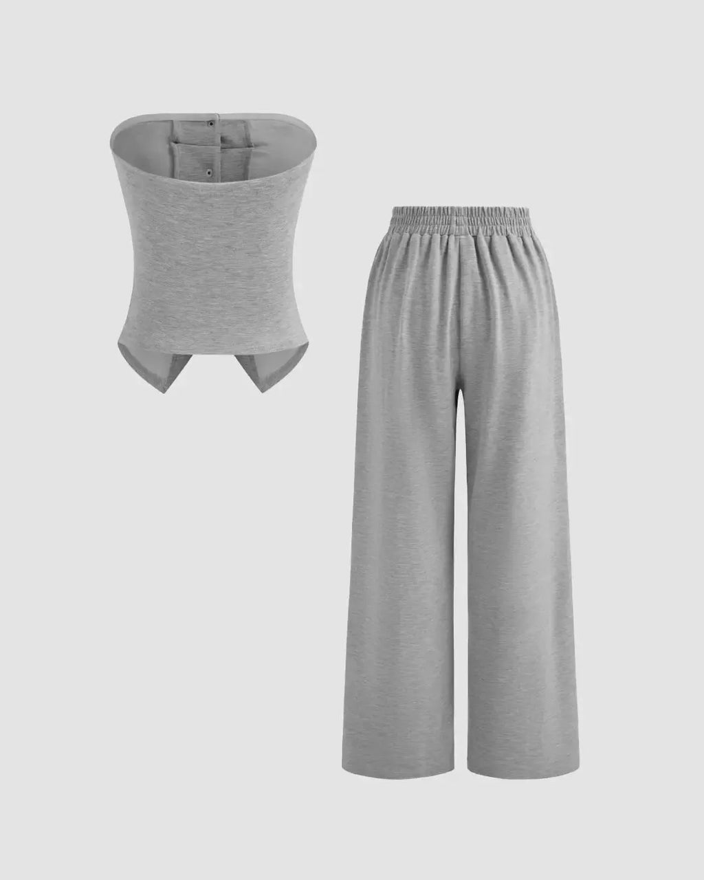 Solid Button Sleeveless Top With Solid Wide Leg Trousers