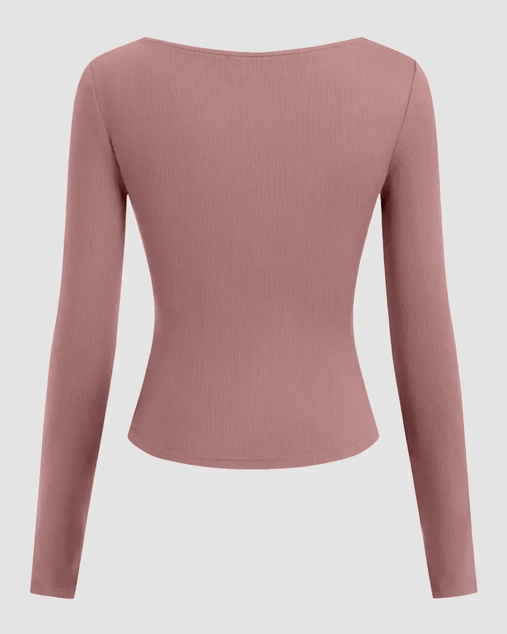 Ruched V-Neck Full Sleeve Top in Dusty Pink