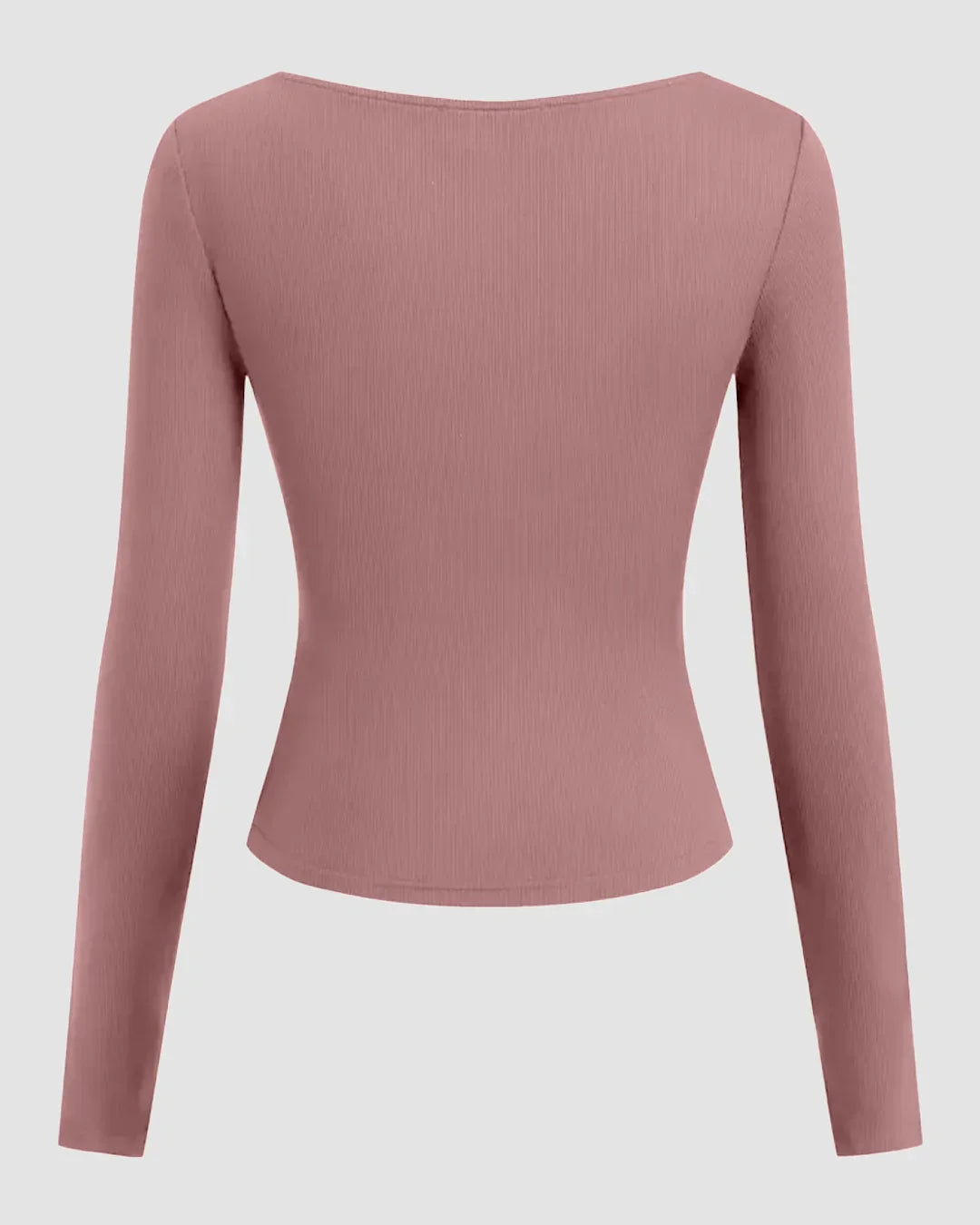 Ruched V-Neck Full Sleeve Top in Dusty Pink