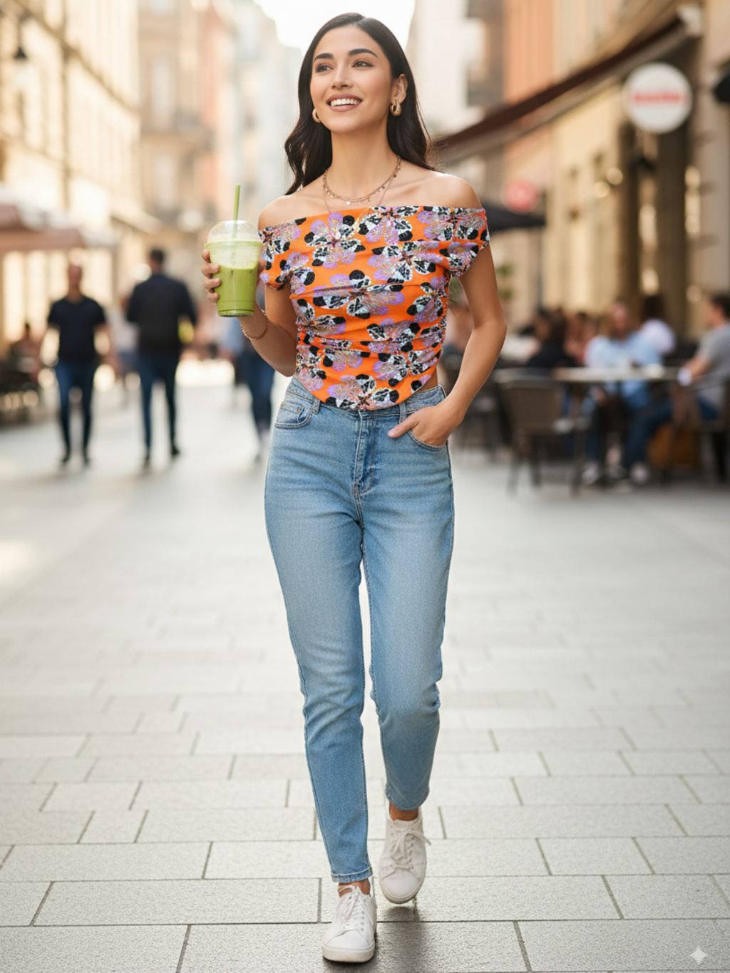 Printed Cotton Stretchable Draped Crop Top - Pinkkup