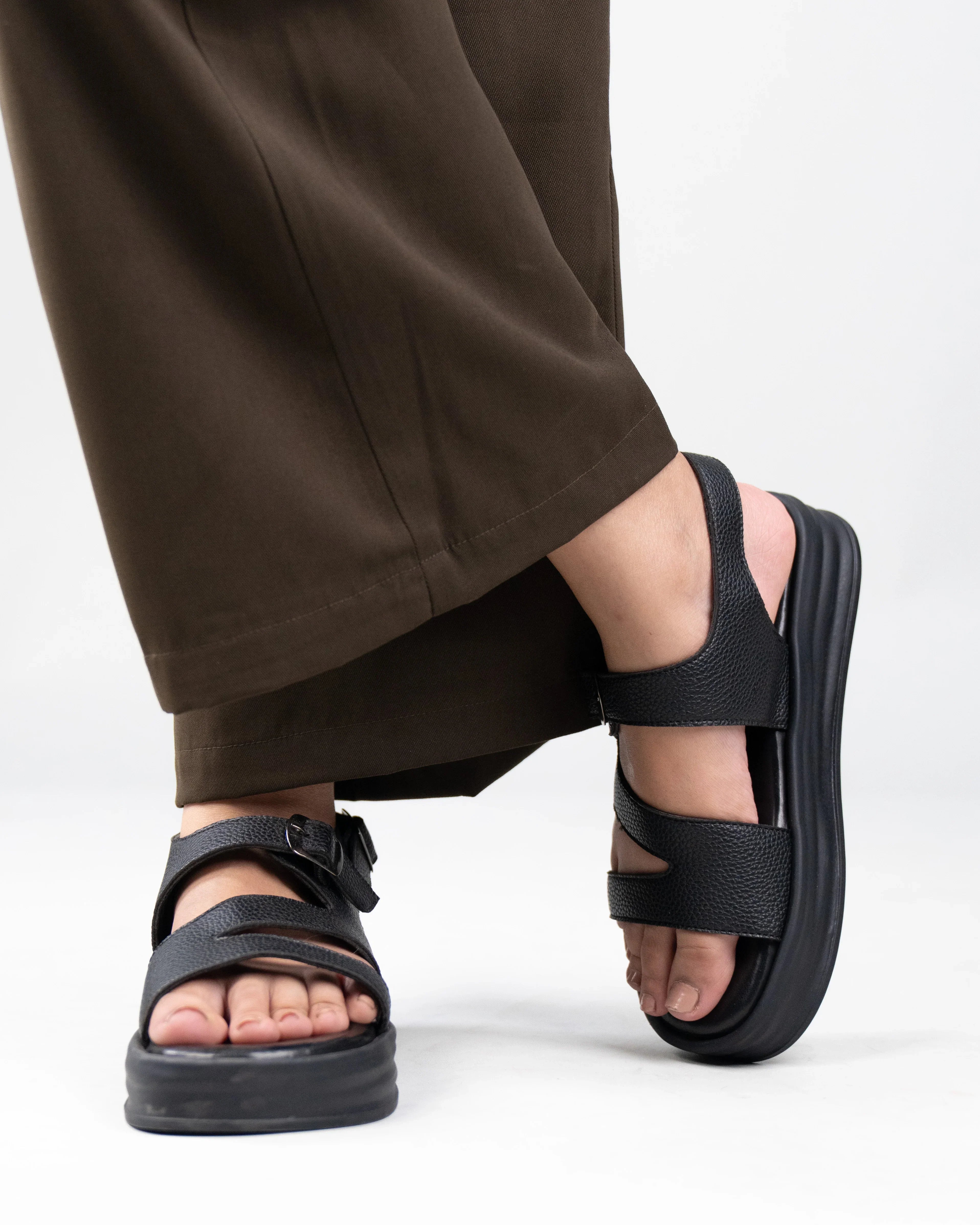 Black Open Toe Multi-Strap Sandals