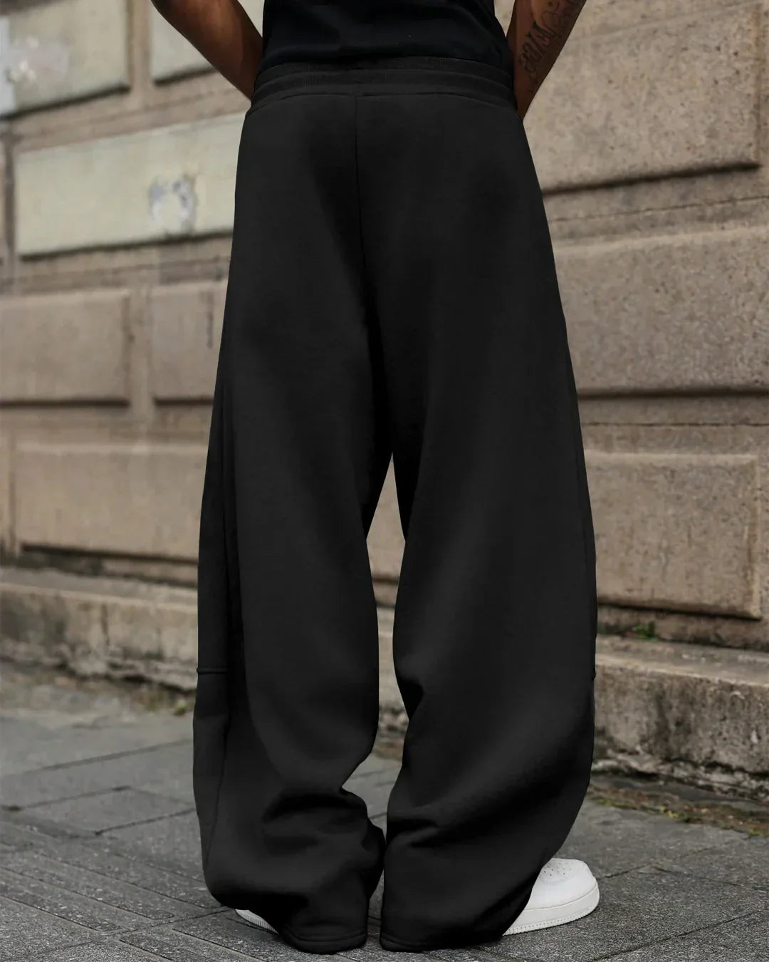 Men Oversized Drawstring Baggy Pants in Black