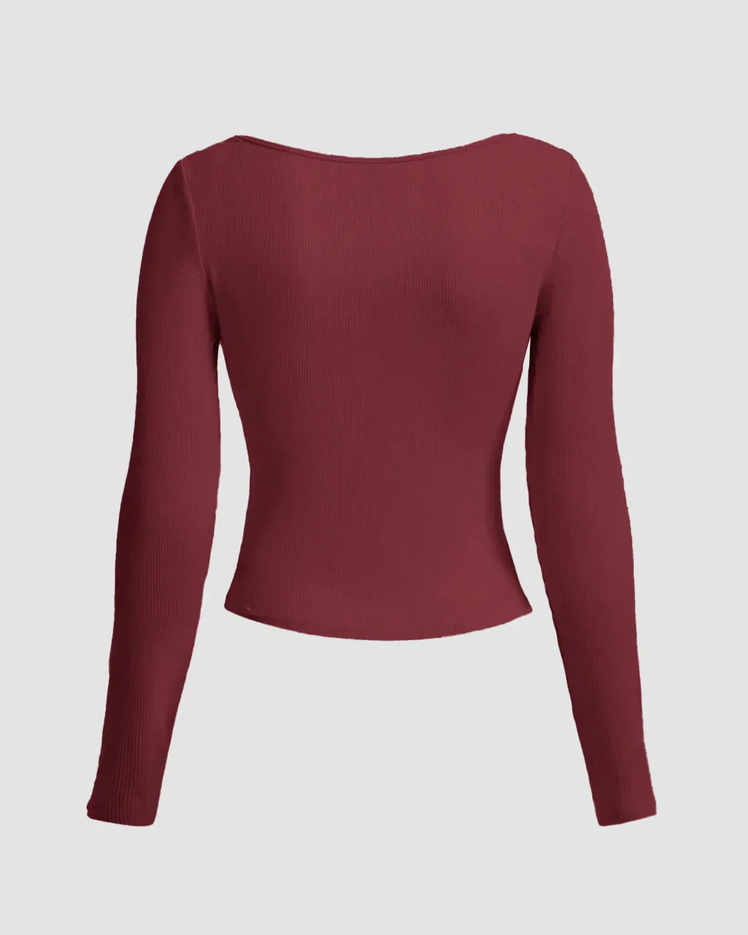 Maroon Ruched Front Mesh Full Sleeve Top
