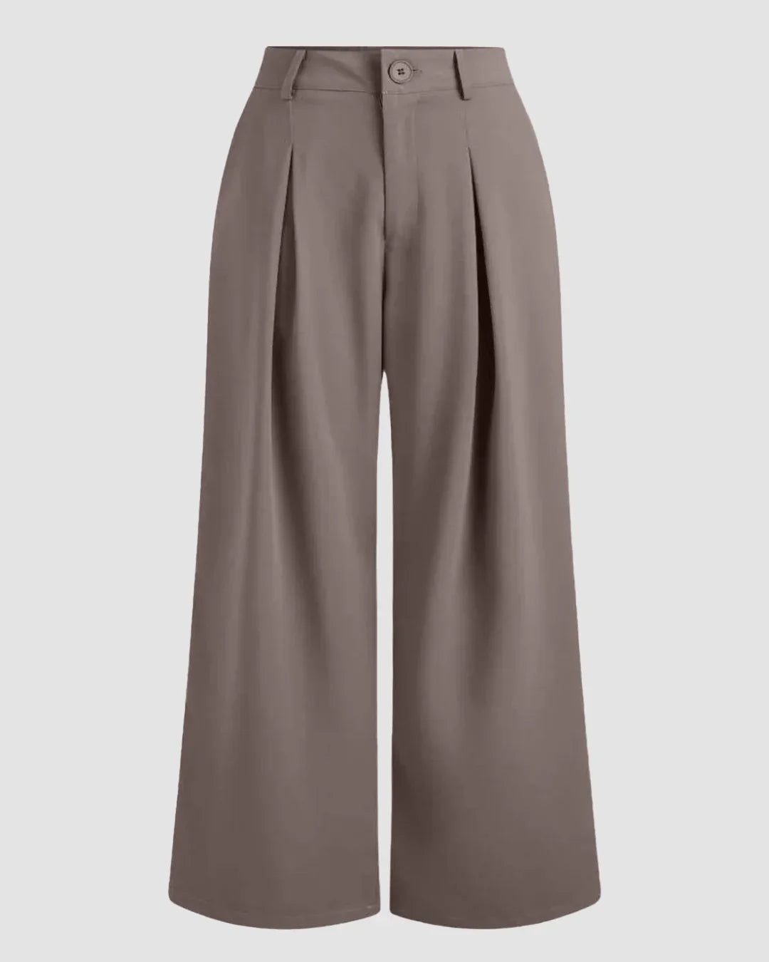 High-Waist Pleated Wide-Leg Trousers in Cappuccino Curve & Plus