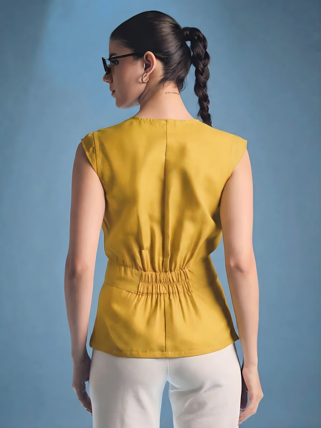 Sleeveless Pure Linen Wrap Vest