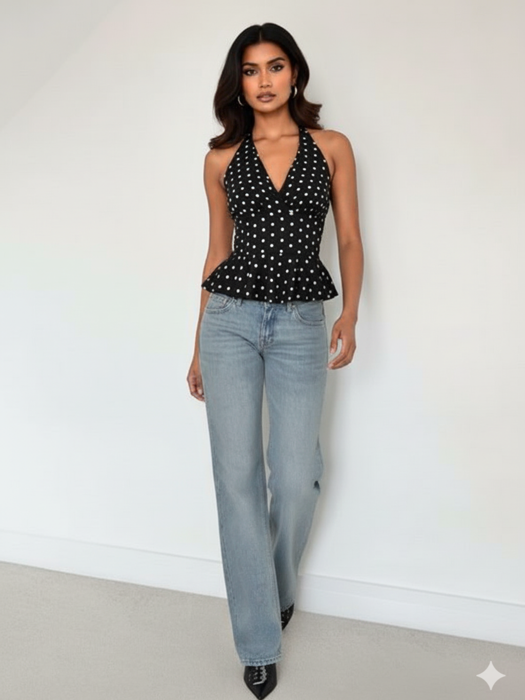 Stretchable Halter Neck Peplum Top