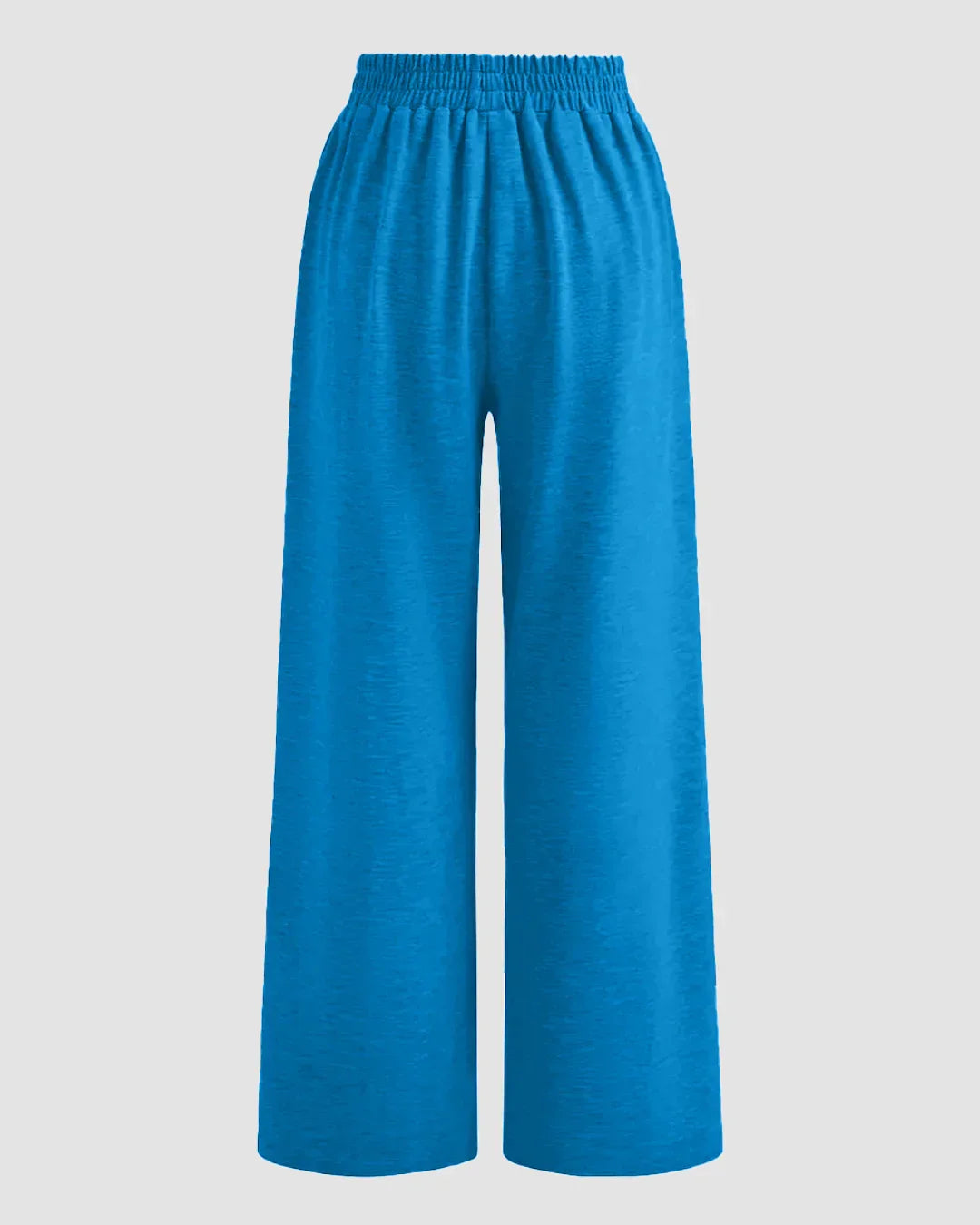 Solid Button Sleeveless Top With Solid Wide Leg Trousers In Eclectic Blue