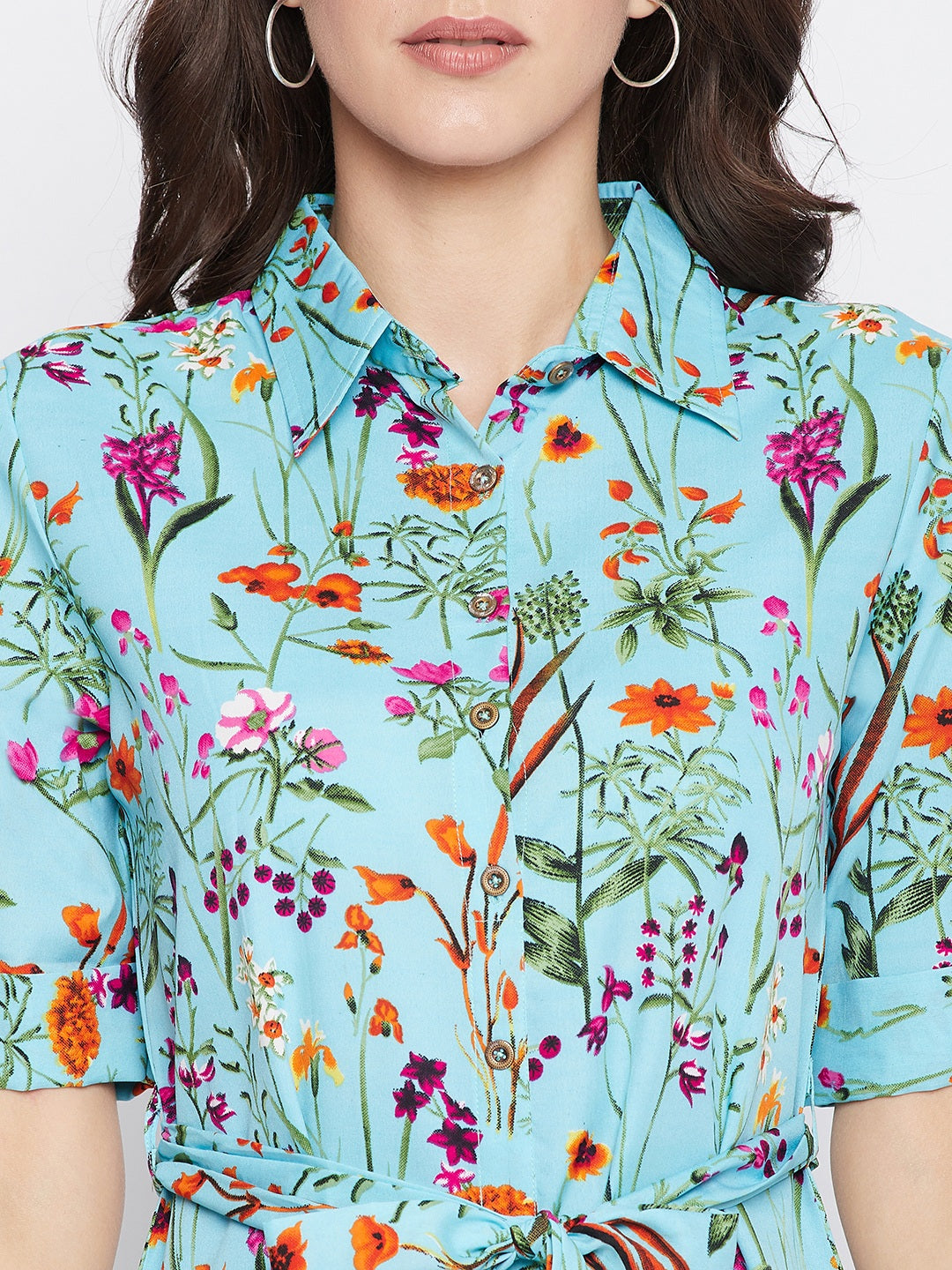 Collar Buttoned Down Shirt Maxi Dress