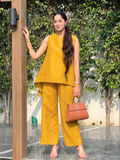 Asymmetric Linen Two Piece Co-ord Set - Pinkkup
