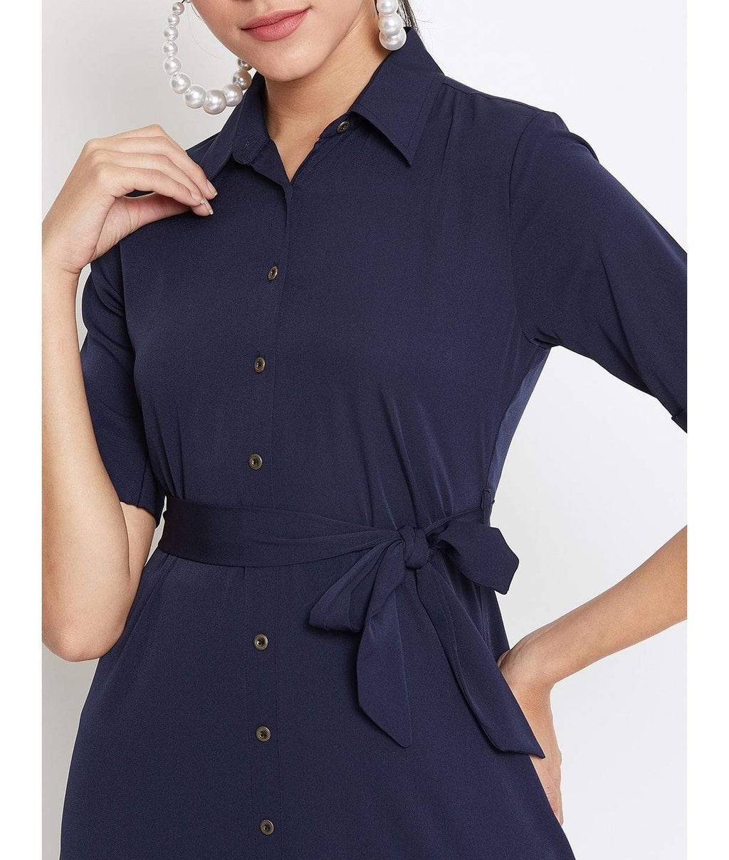 Collar Buttoned Down Shirt Maxi Dress