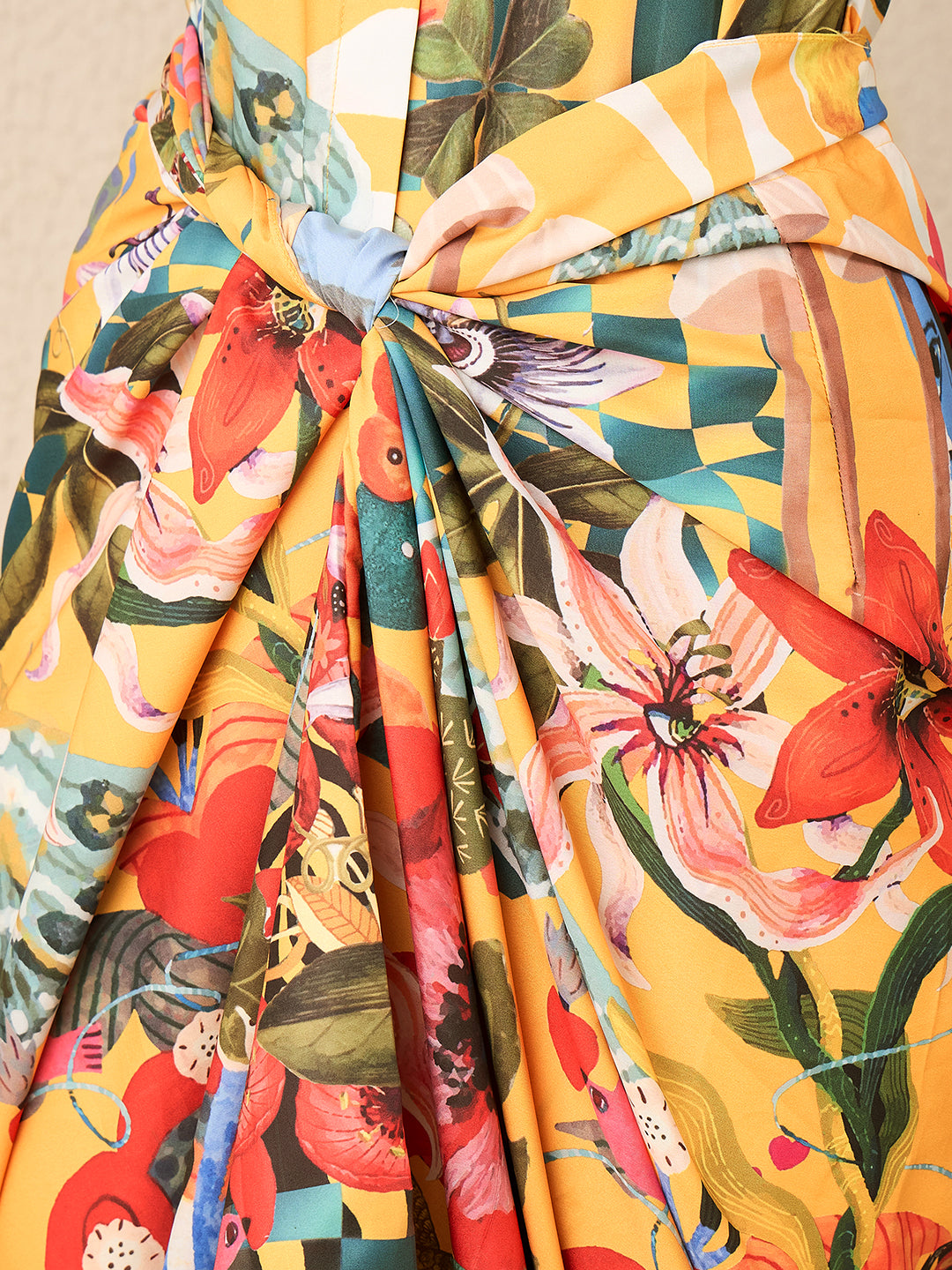 Printed Shirt with Front Twist Skirt Co-ord Set