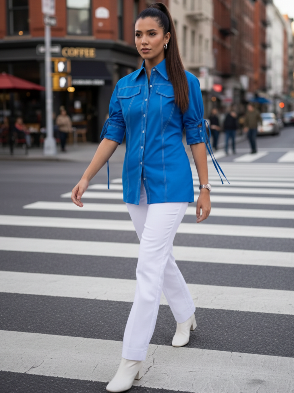 Panelled Cotton Shirt With Tie-Up Sleeves - Pinkkup