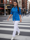 Panelled Cotton Shirt With Tie-Up Sleeves - Pinkkup