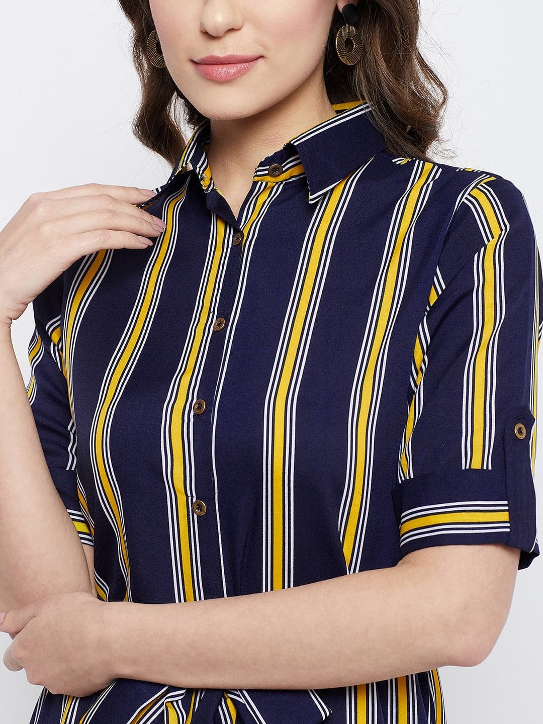 Collar Buttoned Down Shirt Maxi Dress