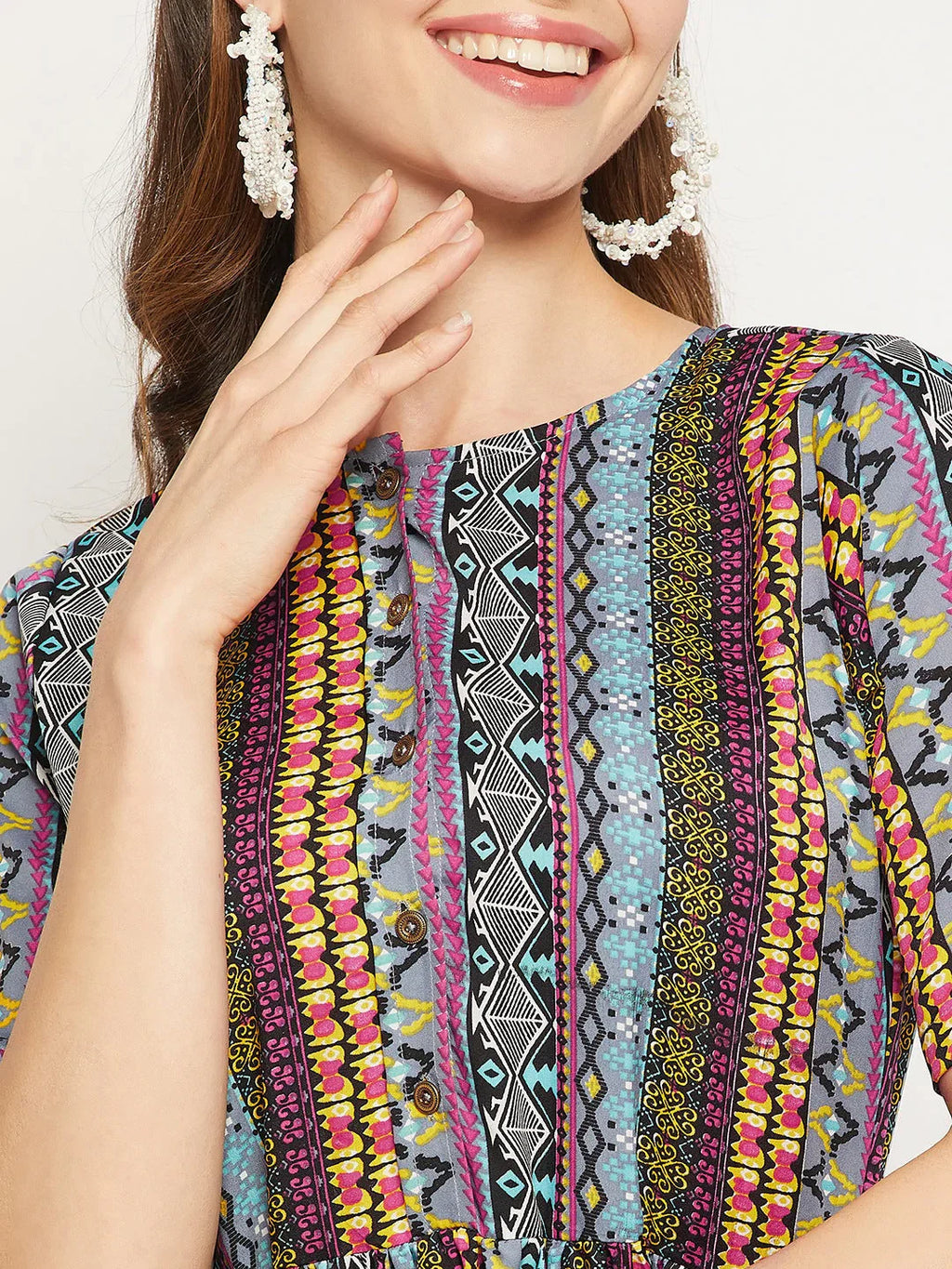 Printed Maxi Dress with Belt