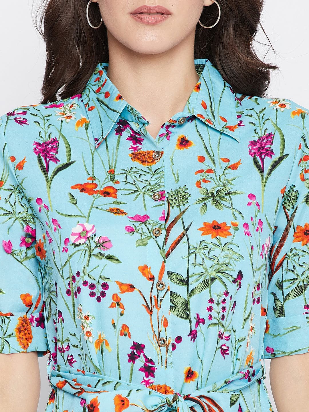 Collar Buttoned Down Shirt Maxi Dress