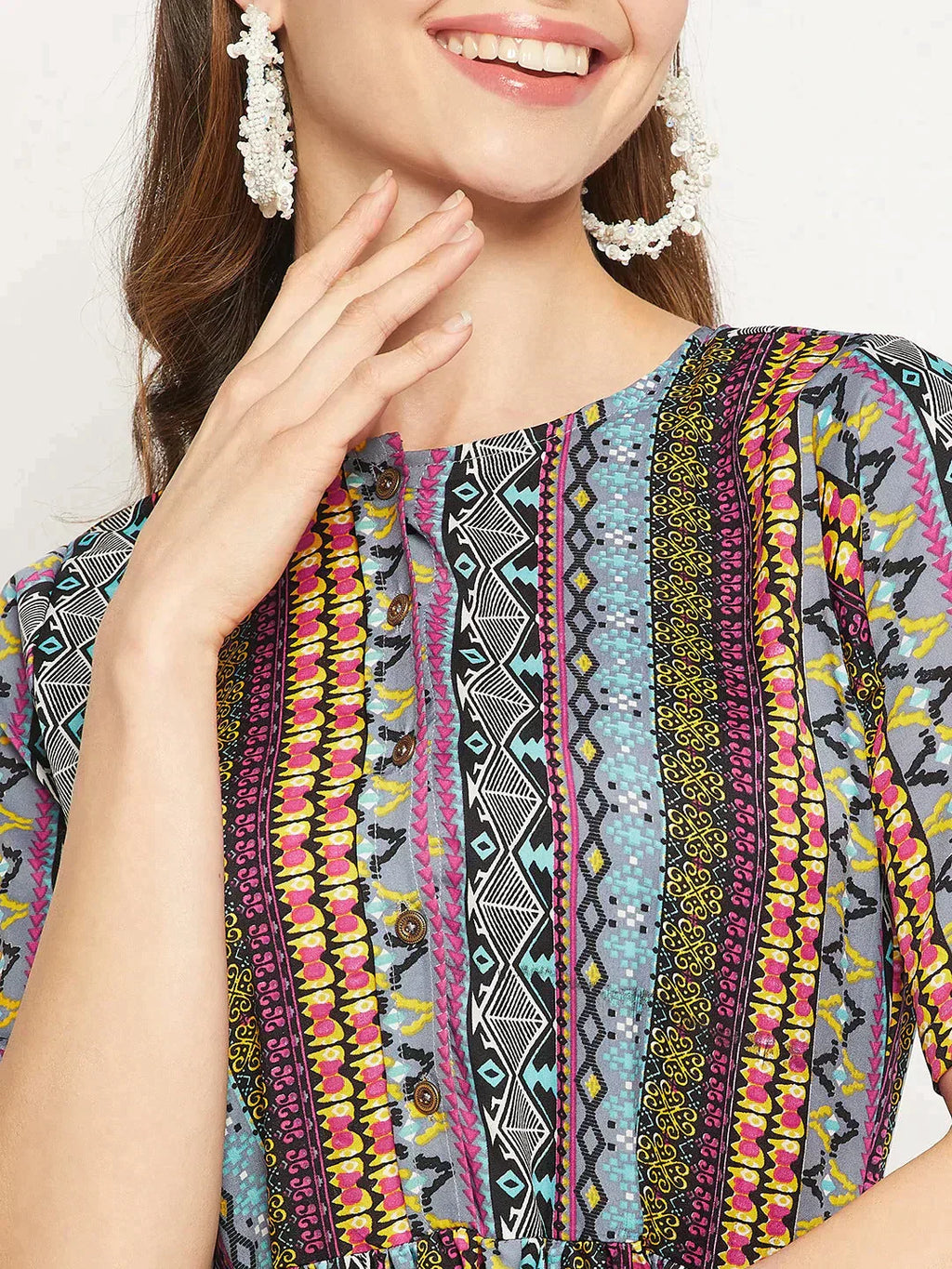 Printed Maxi Dress with Belt