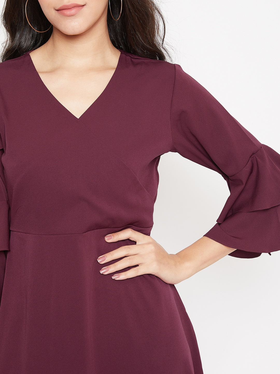 Wrap Bell Sleeves Skater Dress