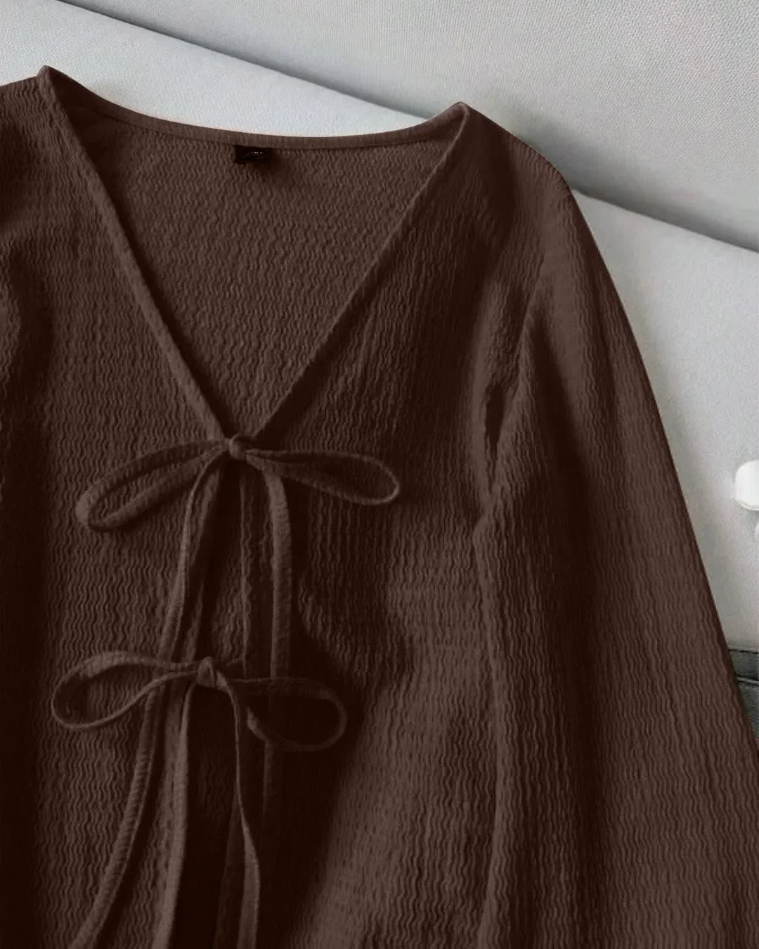 Coco Tie Front Full Sleeve Flared Hem Top
