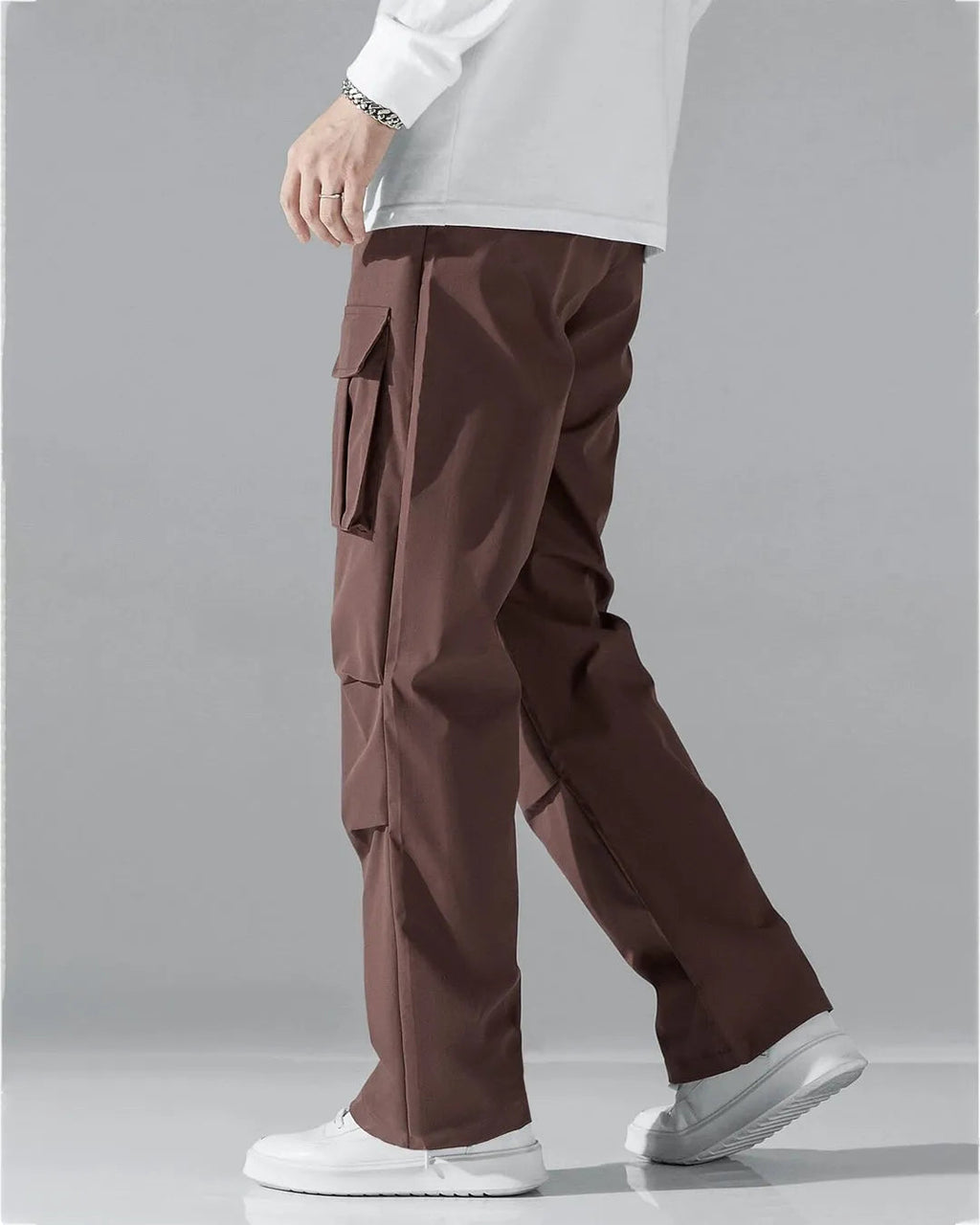 Men Flap Pocket Drawstring Waist Cargo Pants
