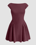 Solid A-Line Maroon Dress