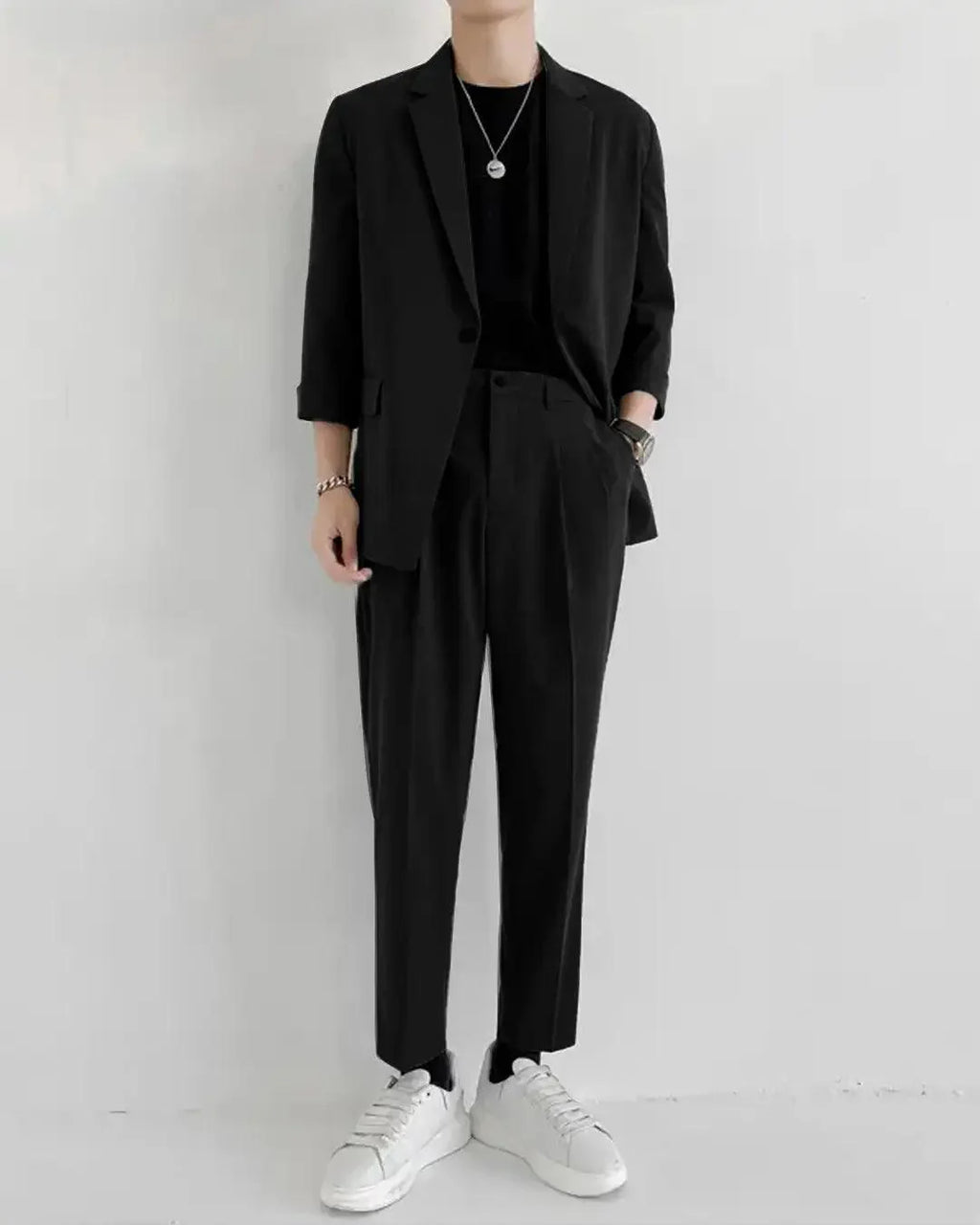 Slim Fit Suit Set for Men In Black