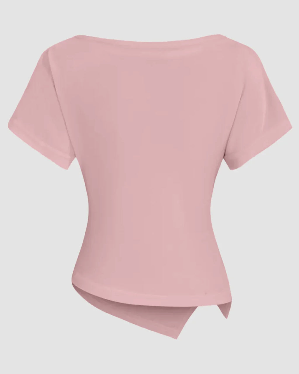 Ruched Side Asymmetrical Hem Top in Dusty Pink