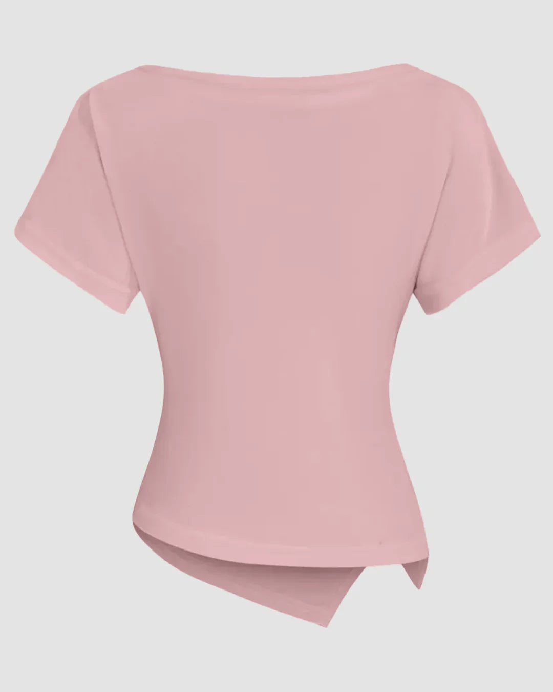 Ruched Side Asymmetrical Hem Top in Dusty Pink