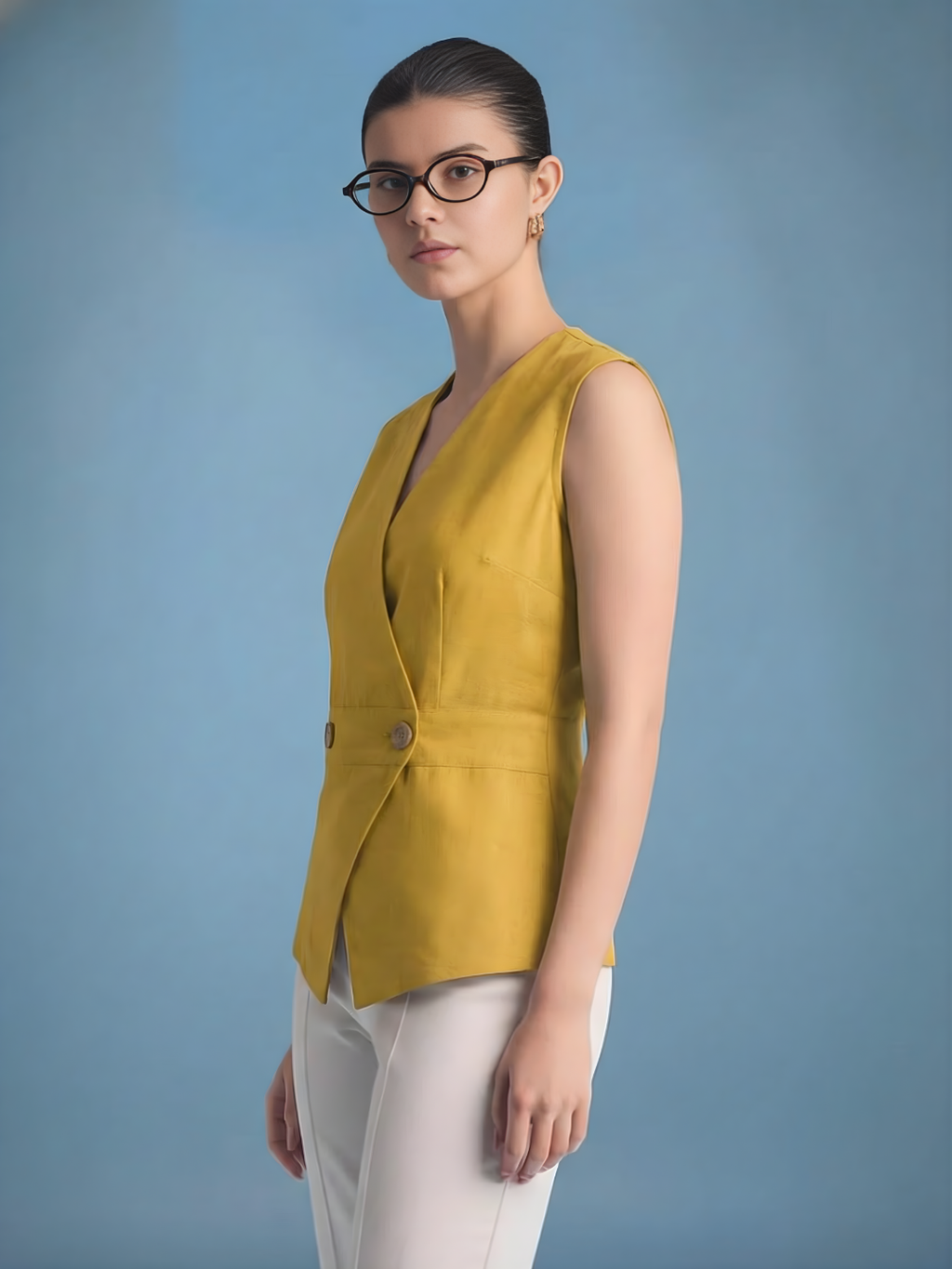 Sleeveless Pure Linen Wrap Vest
